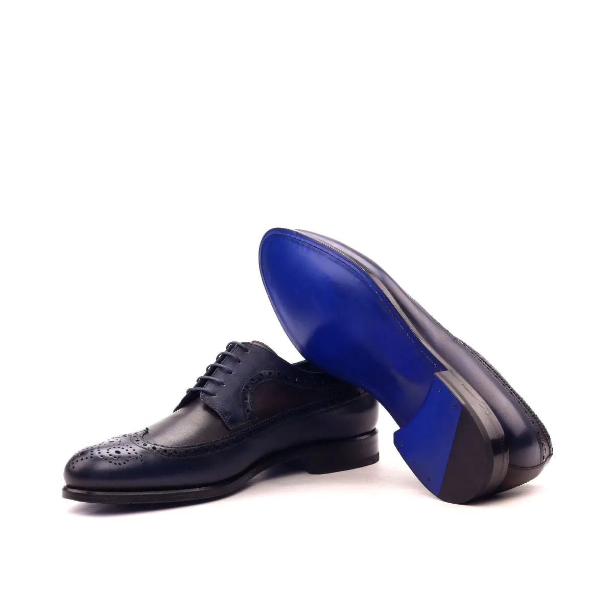 DapperFam Zephyr in Dark Brown / Navy Men's Italian Leather Longwing Blucher