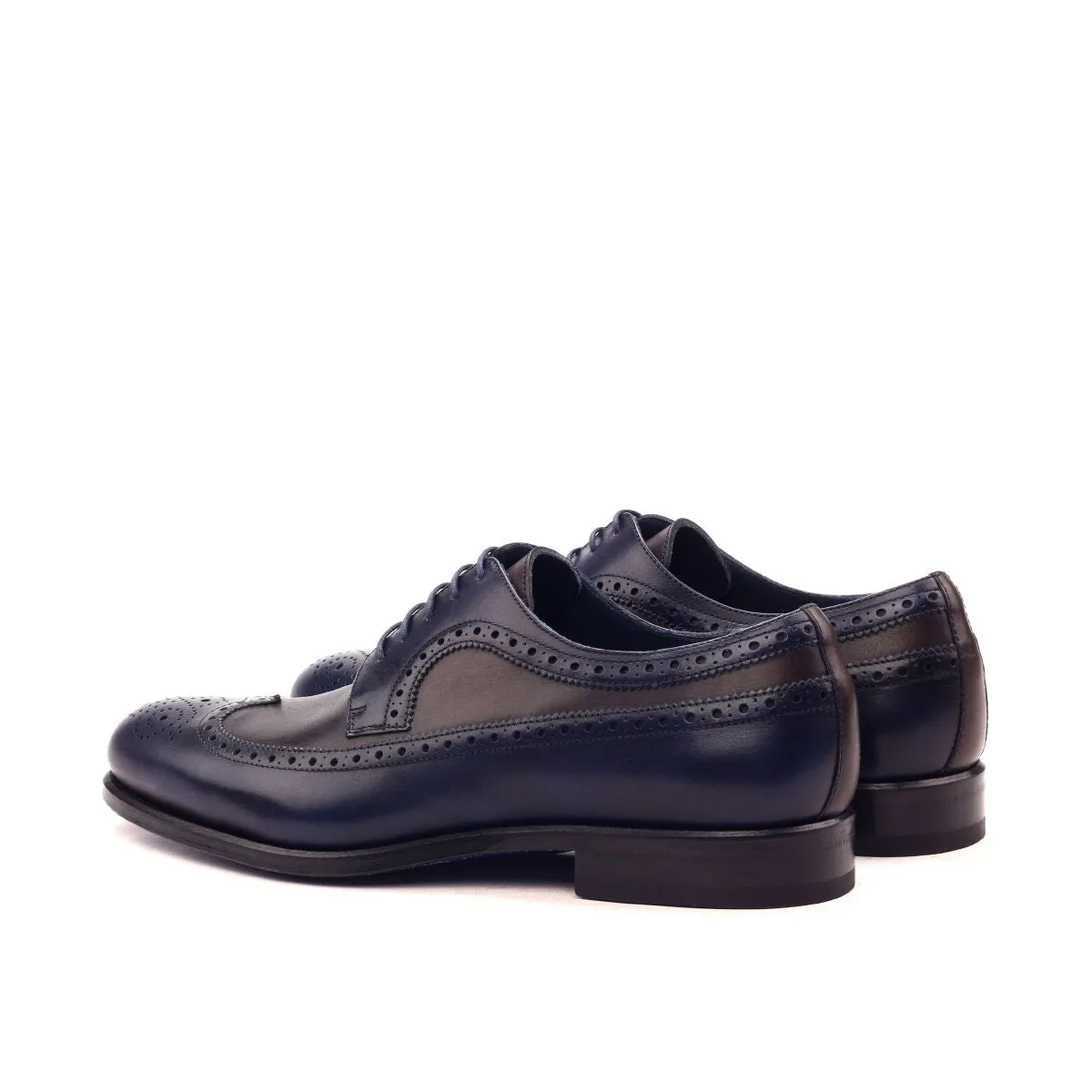 DapperFam Zephyr in Dark Brown / Navy Men's Italian Leather Longwing Blucher