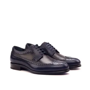 DapperFam Zephyr in Dark Brown / Navy Men's Italian Leather Longwing Blucher
