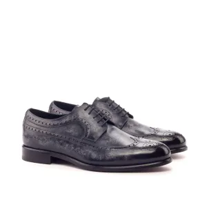 DapperFam Zephyr in Grey / Red Men's Hand-Painted Patina & Italian Leather Longwing Blucher