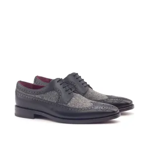 DapperFam Zephyr in Herringbone / Black Men's Sartorial & Italian Leather Longwing Blucher