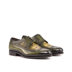 DapperFam Zephyr in Khaki / Olive Men's Hand-Painted Patina Longwing Blucher