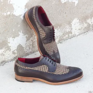 DapperFam Zephyr in Tweed / Dark Brown Men's Sartorial & Italian Leather Longwing Blucher