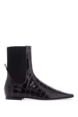 dark brown crocodile effect leather chelsea boots 251 WAS0206 LE0076 DARK BROWN