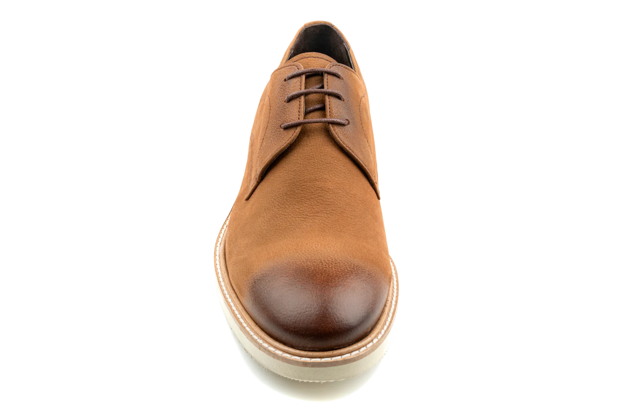 Debbano Raj Nubuck Leather Men's Derby Shoes, Derby Sneakers Plain Toe Derby with Cap Toe Effect, Derby Lace-Up, Tan  Derby Shoes, Casual Must Have