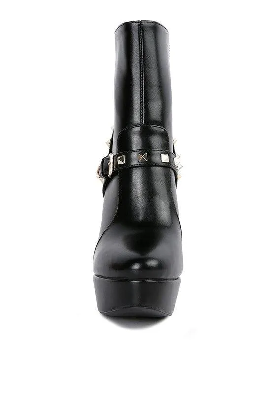 Dejang Metal Stud Faux Leather Ankle Boot