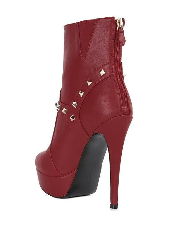 Dejang Metal Stud Faux Leather Ankle Boot