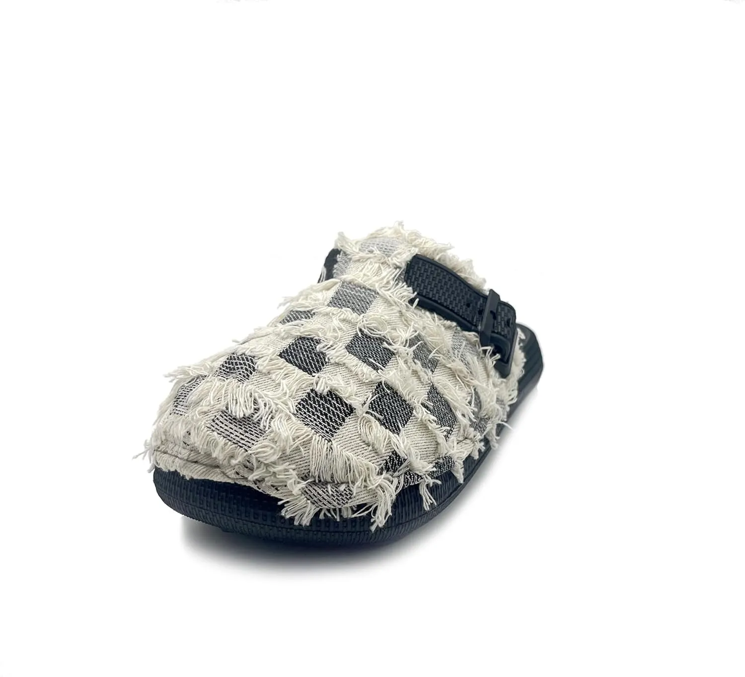 Denim Checkerboard Clogs Canvas Slippers Slip Resistant Mules Adjustable Backstrap House Garden Clogs Mules Nonslip Ergonomic Footbed for Women Outdoor Daily Wear