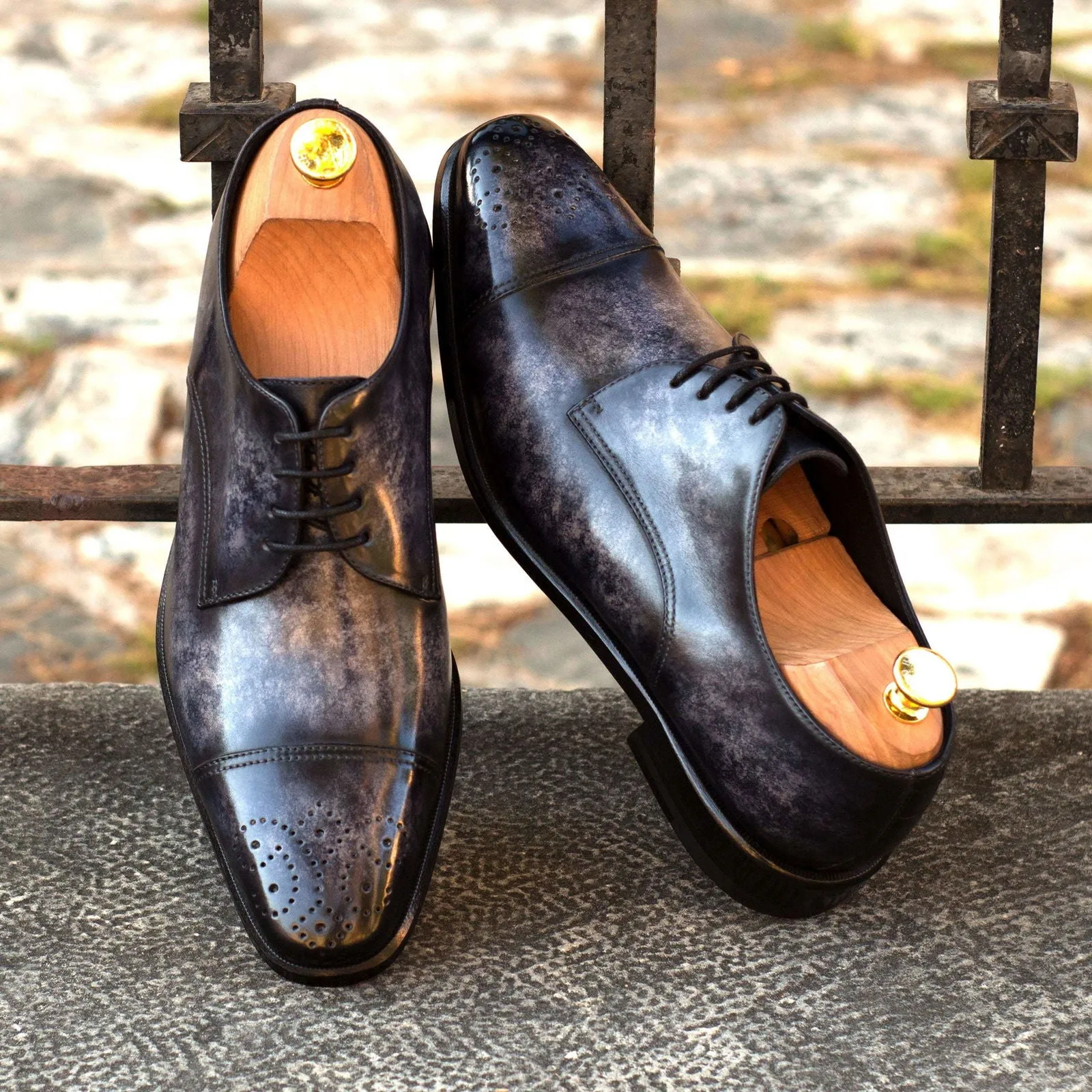 Derby-Patina, Painted Croco, Grey, Black-Wholesale