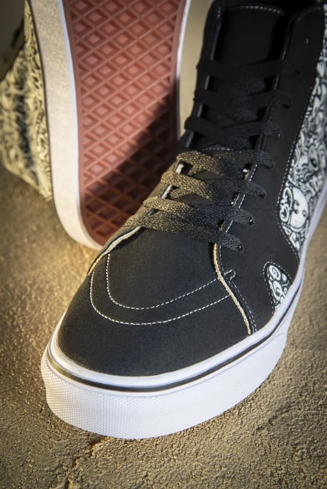 Devious Doodle Print Men's High Top Skate Sneaker