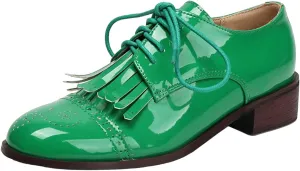 DINTAHA Tassel Loafers Vintage Wingtip Oxford Shoes Low Heel Oxford Flats Patent Leather Shoes