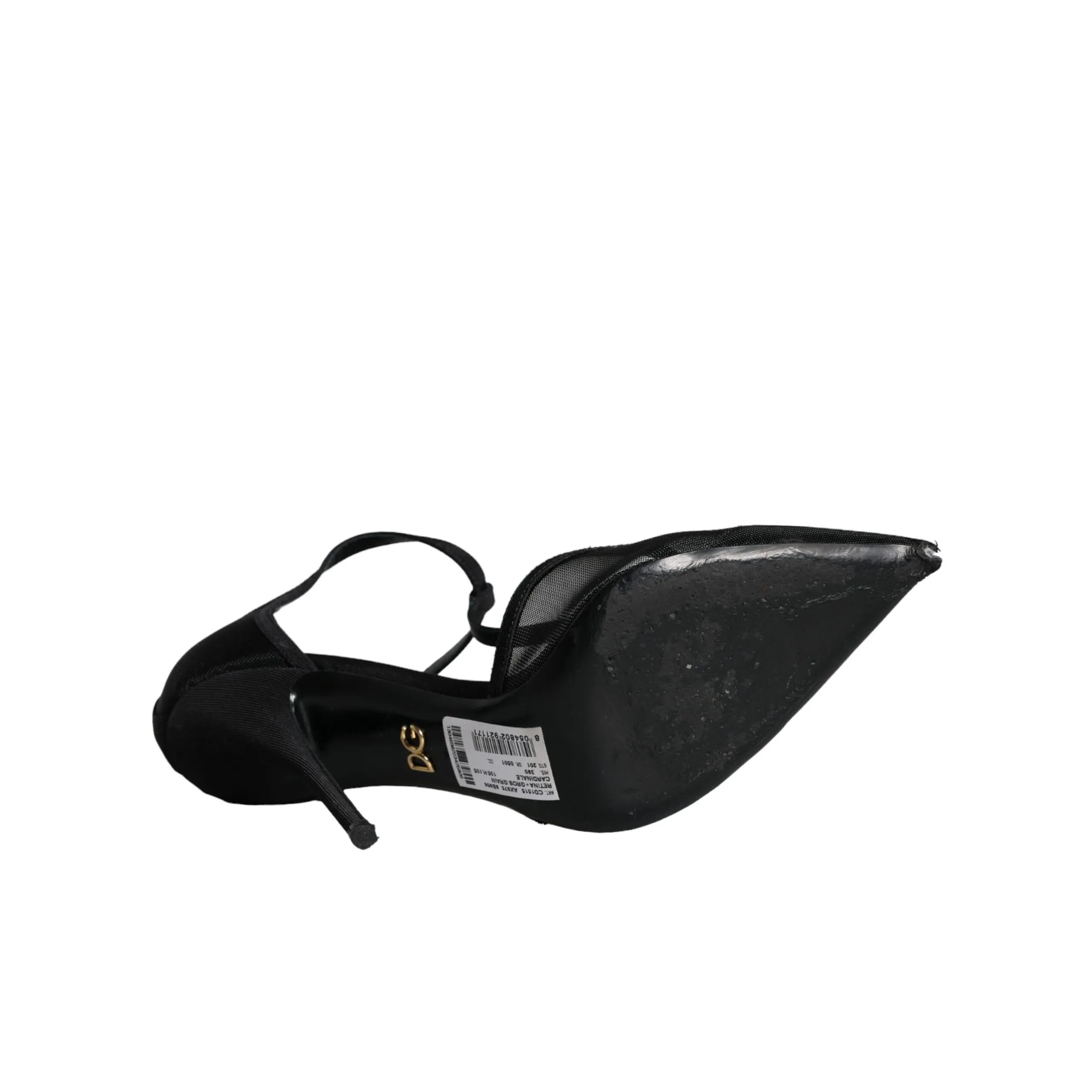 Dolce & Gabbana Black Mesh T-strap Stiletto High Heels Shoes