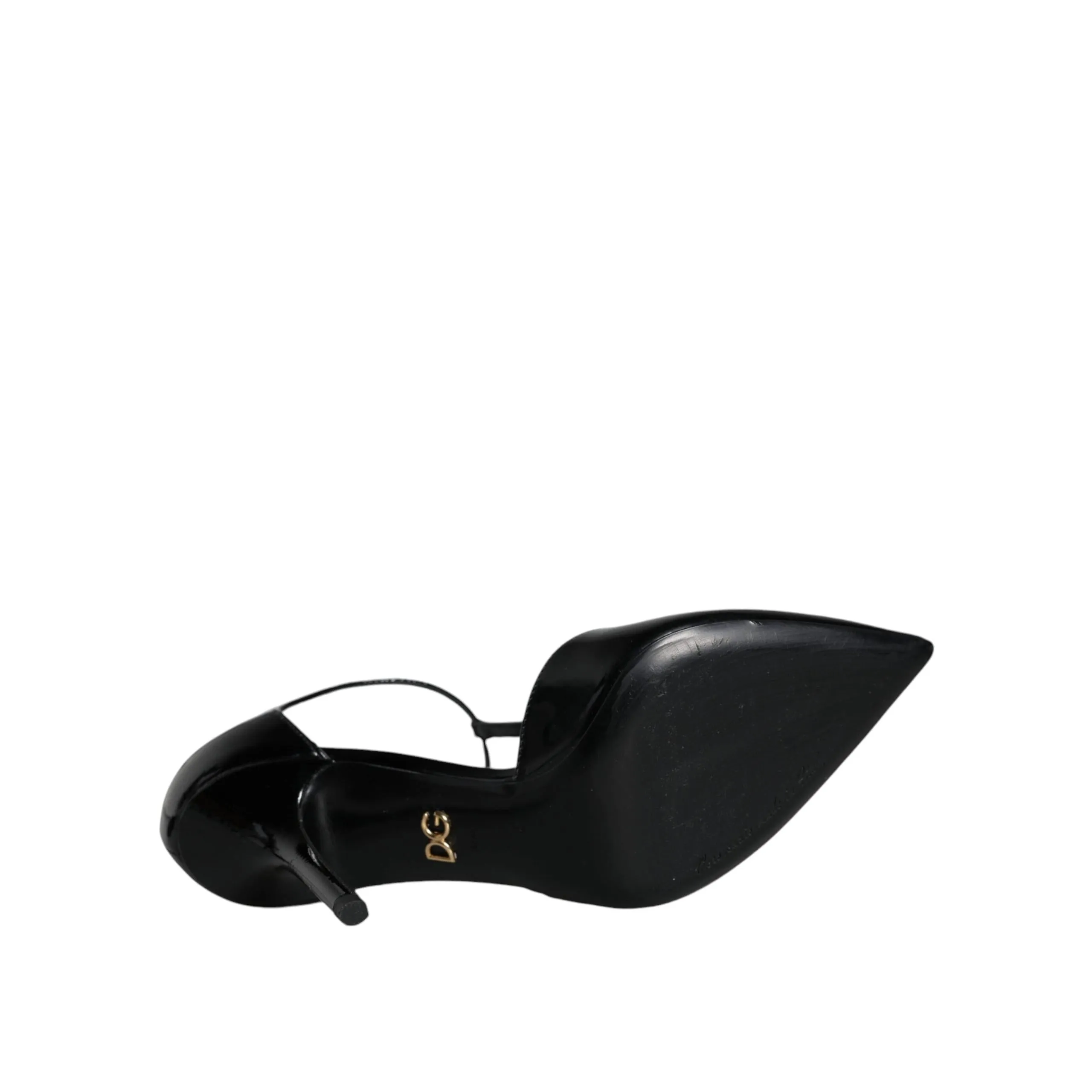 Dolce & Gabbana Black Patent Leather T-strap Heels Pumps Shoes