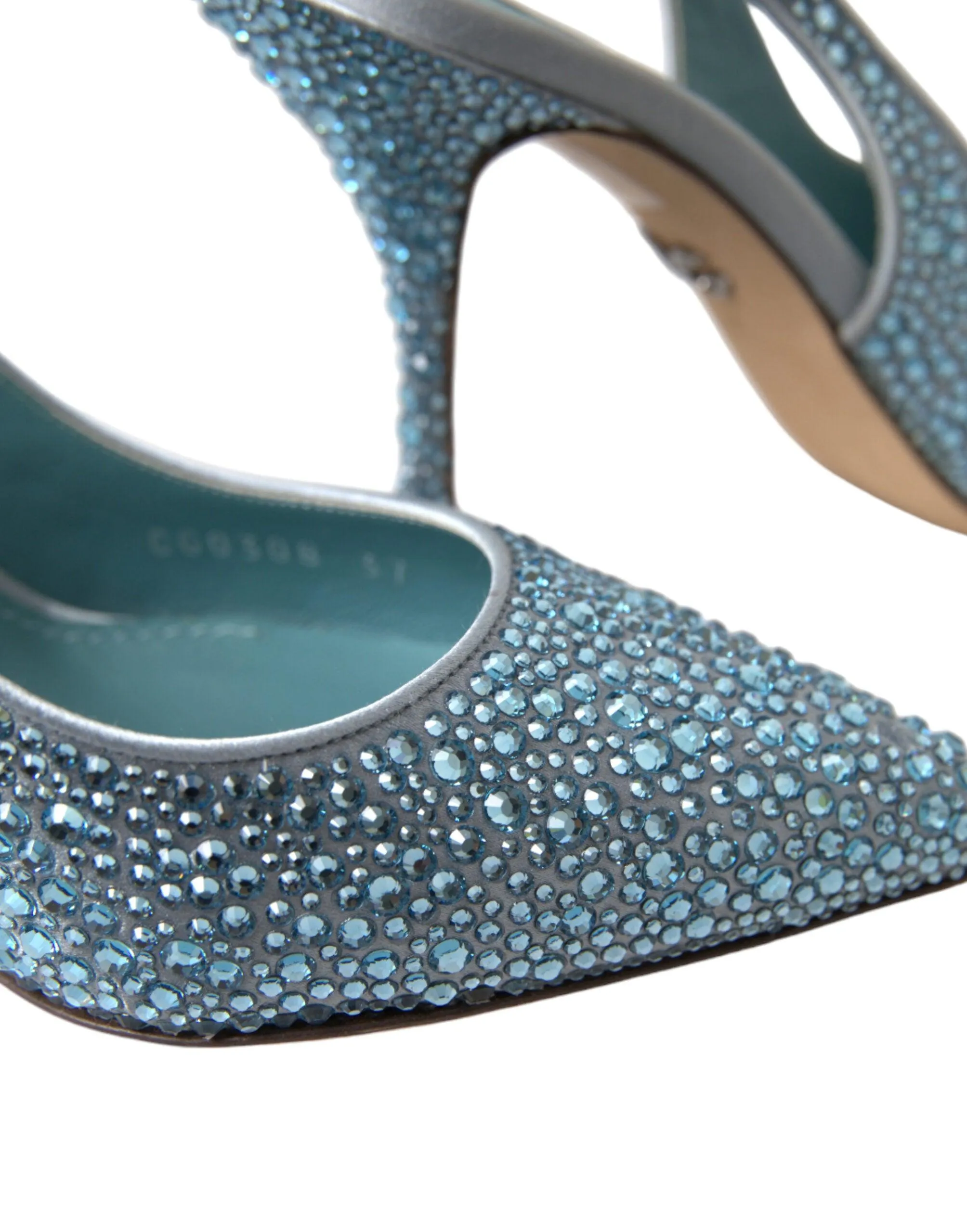 Dolce & Gabbana Blue Crystal Slingback Pumps Shoes