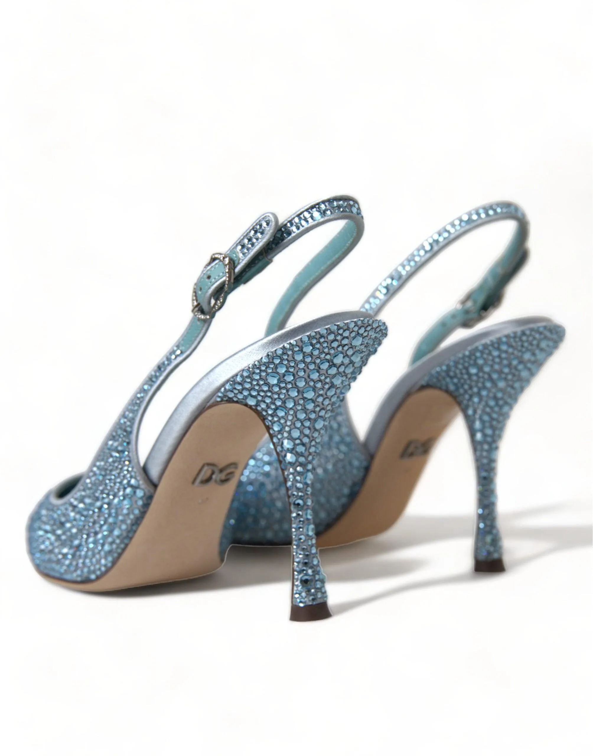 Dolce & Gabbana Blue Crystal Slingback Pumps Shoes