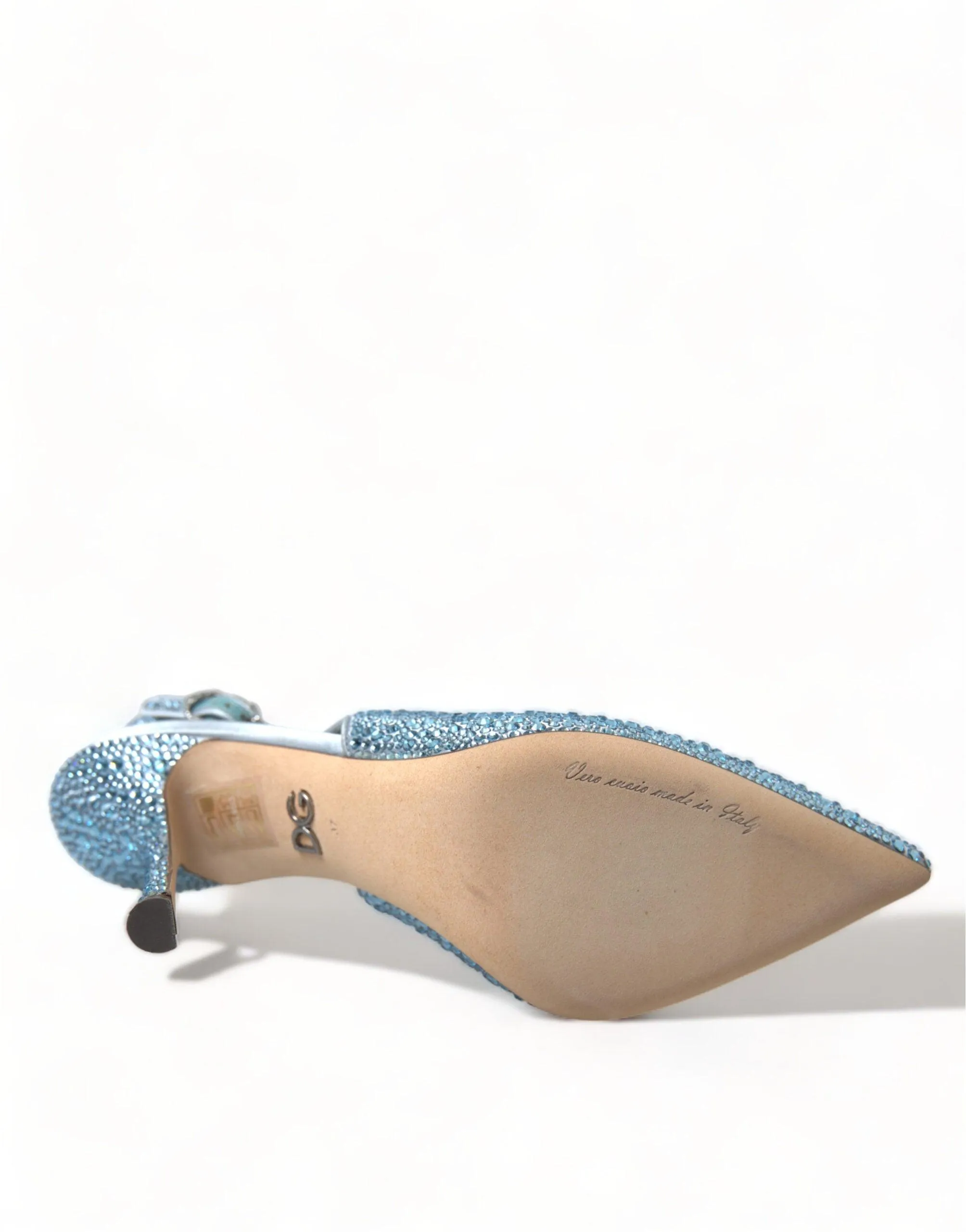 Dolce & Gabbana Blue Crystal Slingback Pumps Shoes