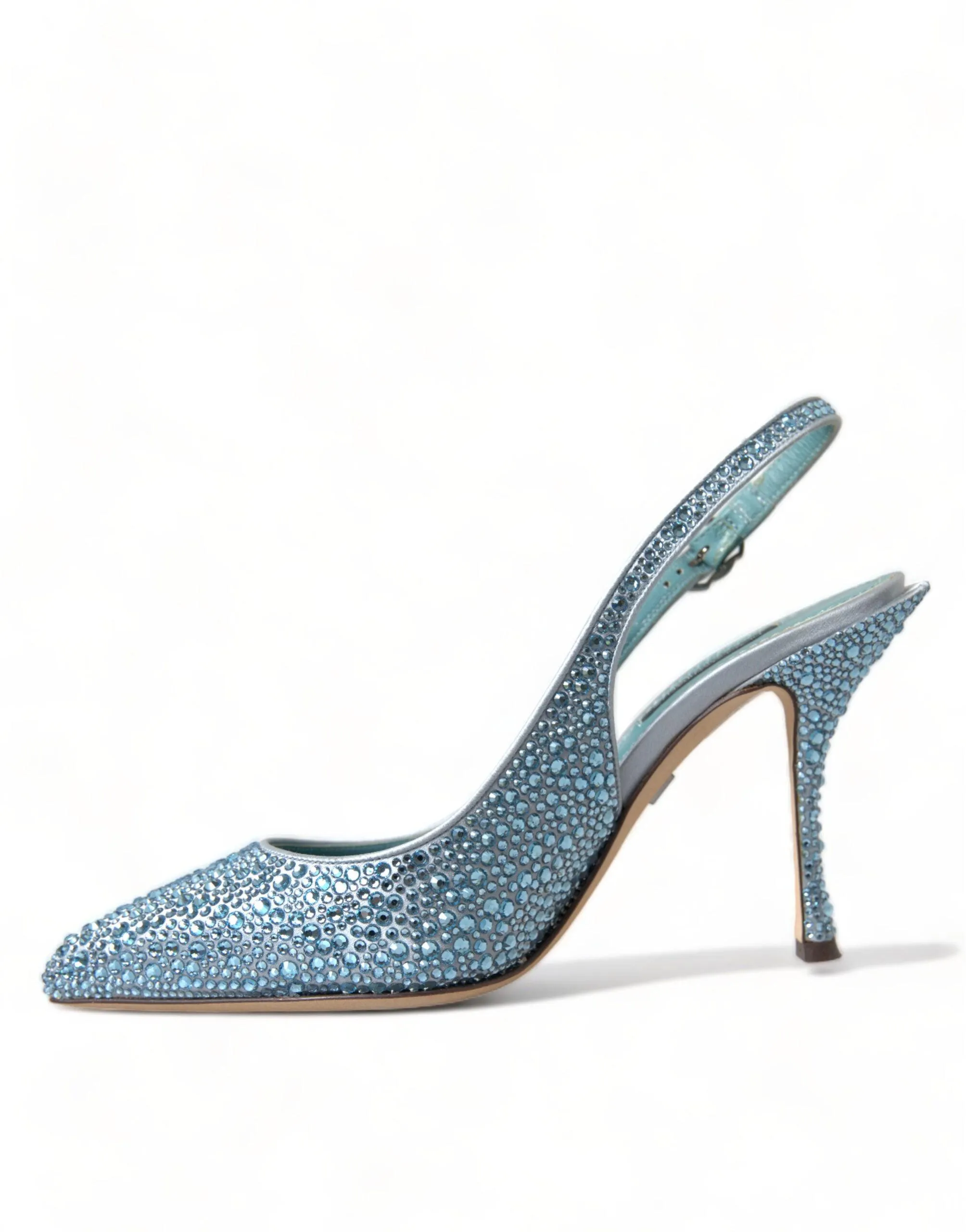 Dolce & Gabbana Blue Crystal Slingback Pumps Shoes