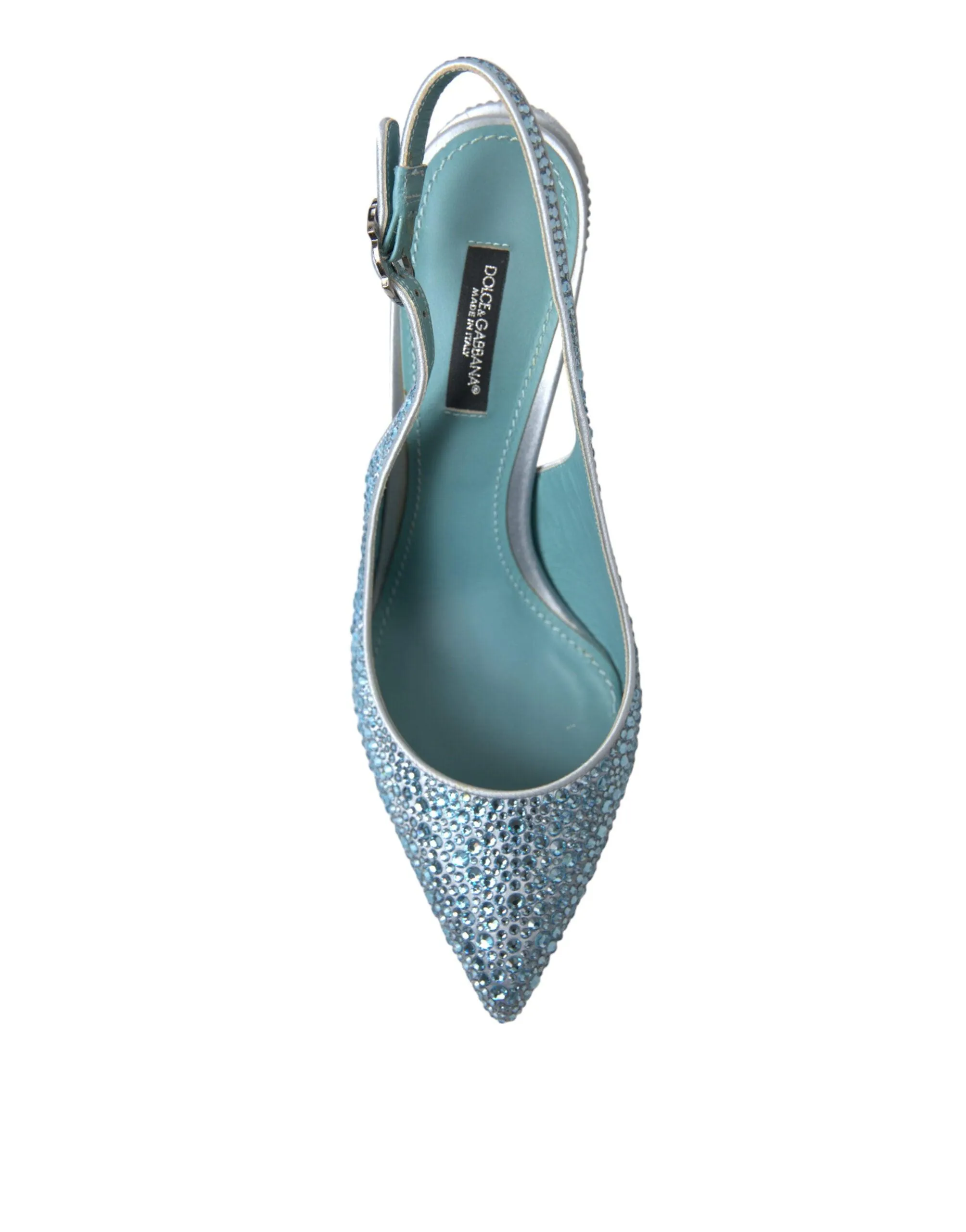 Dolce & Gabbana Blue Crystal Slingback Pumps Shoes