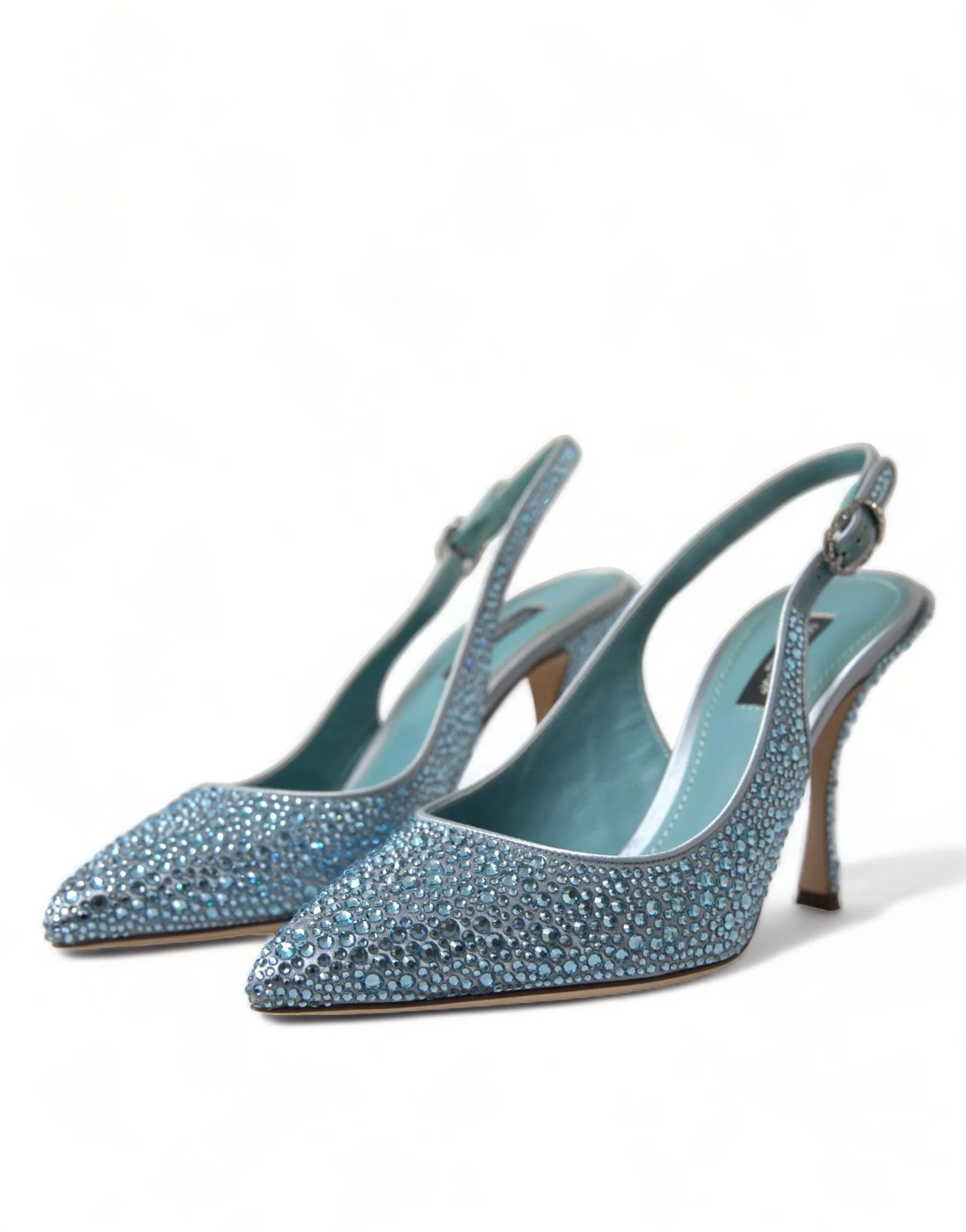 Dolce & Gabbana Blue Crystal Slingback Pumps Shoes