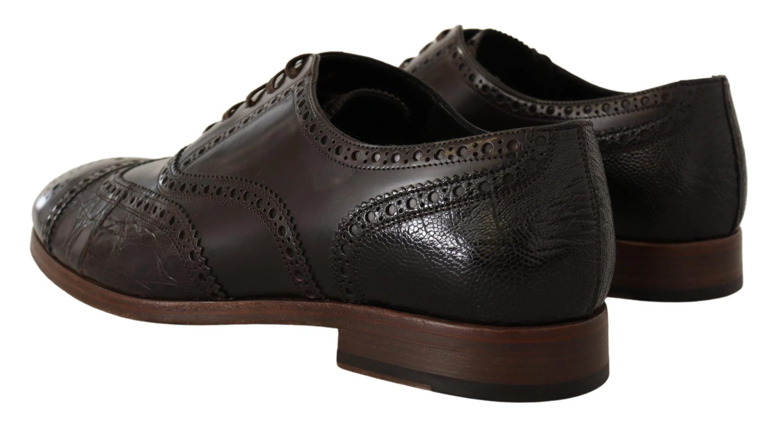 Dolce & Gabbana Brown Leather Brogue Wing Tip Dress  Shoes