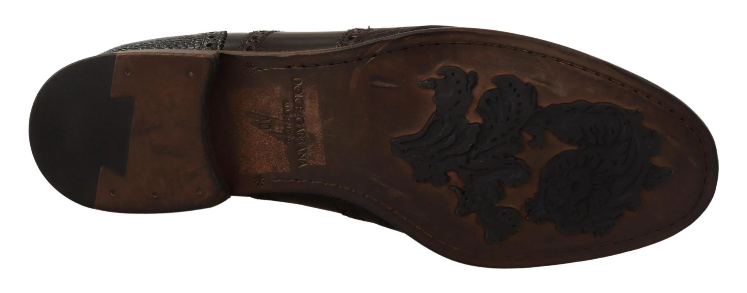Dolce & Gabbana Brown Leather Brogue Wing Tip Dress  Shoes