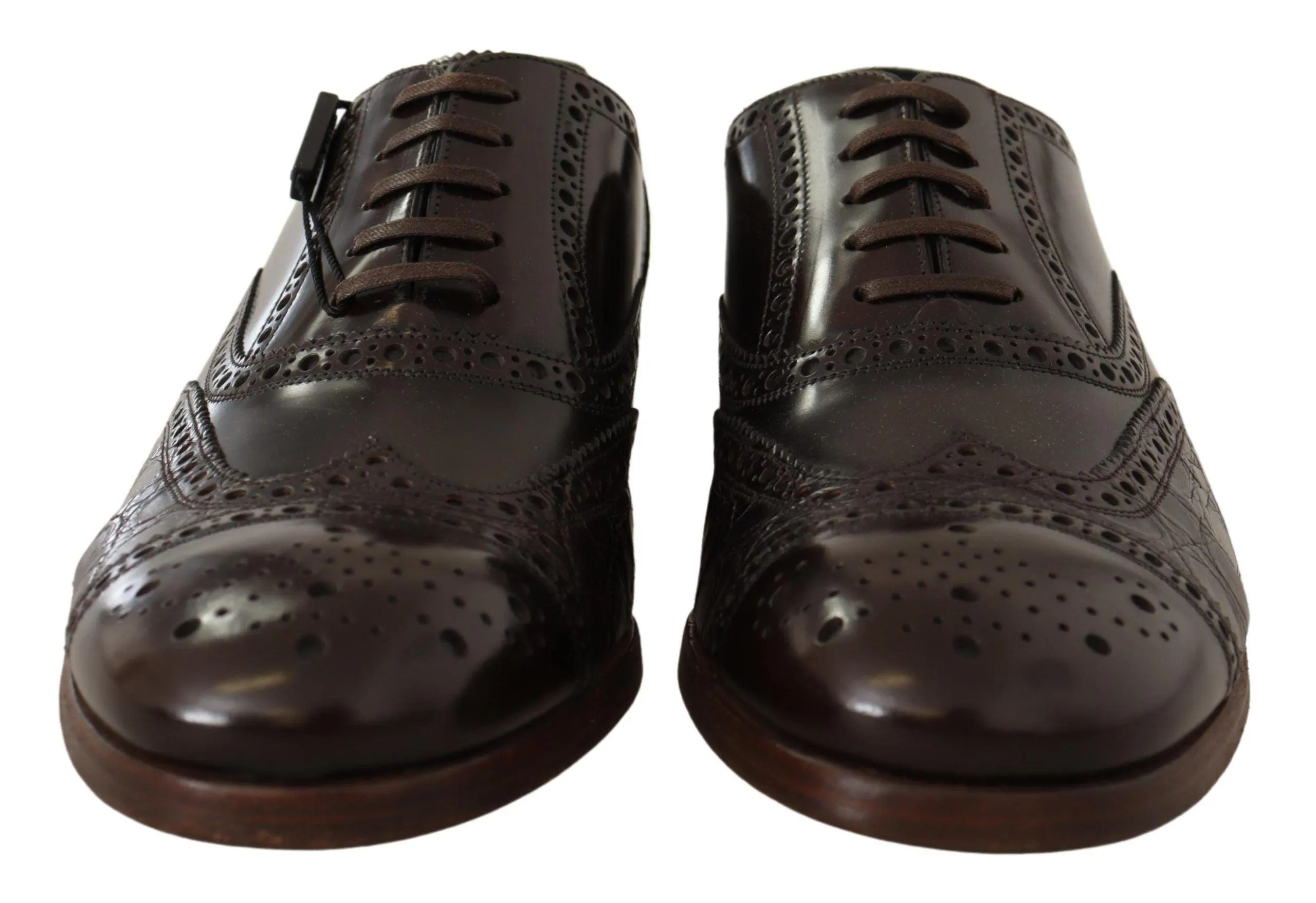Dolce & Gabbana Brown Leather Brogue Wing Tip Dress  Shoes