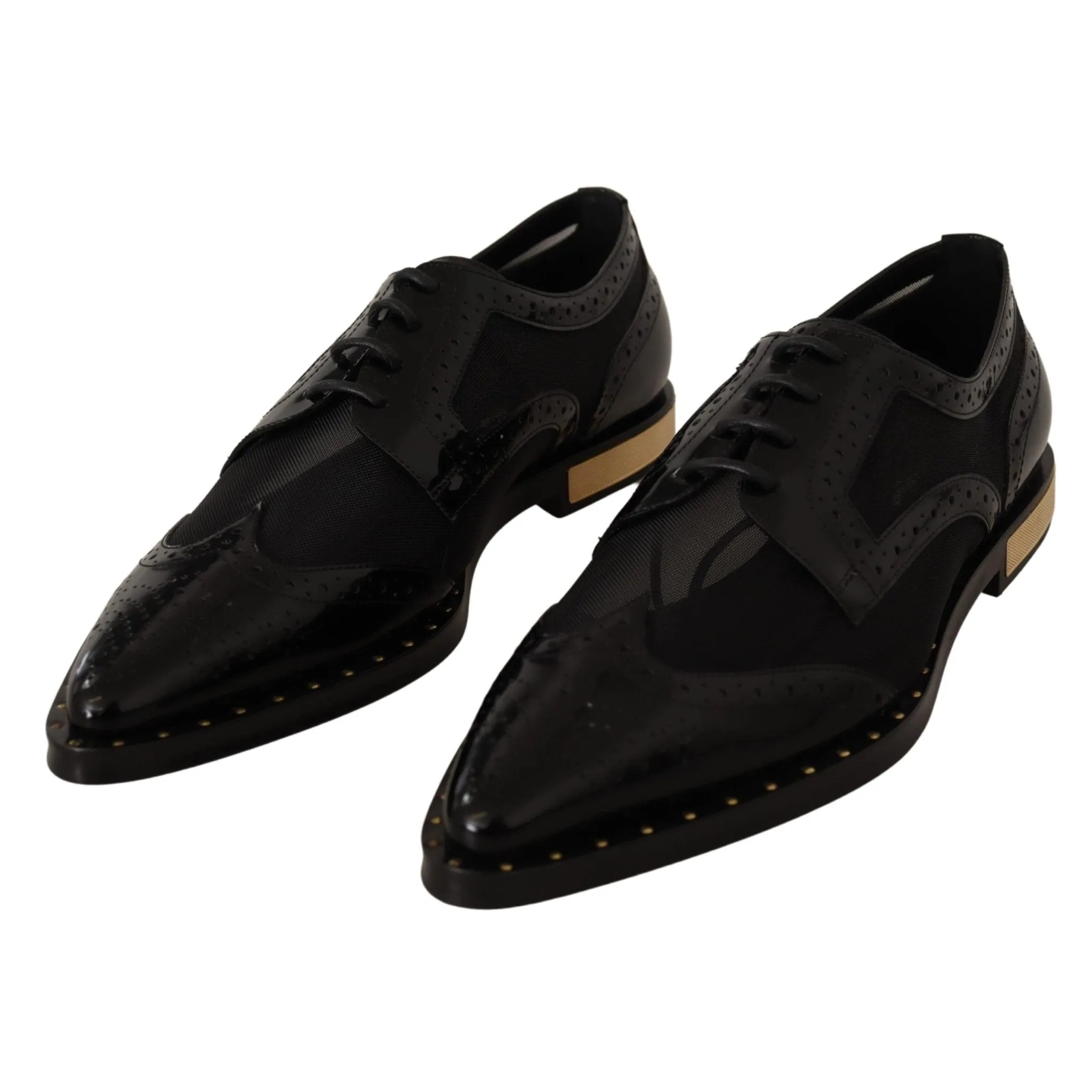 Dolce & Gabbana Elegant Gold-Trimmed Black Oxford Lace-Ups