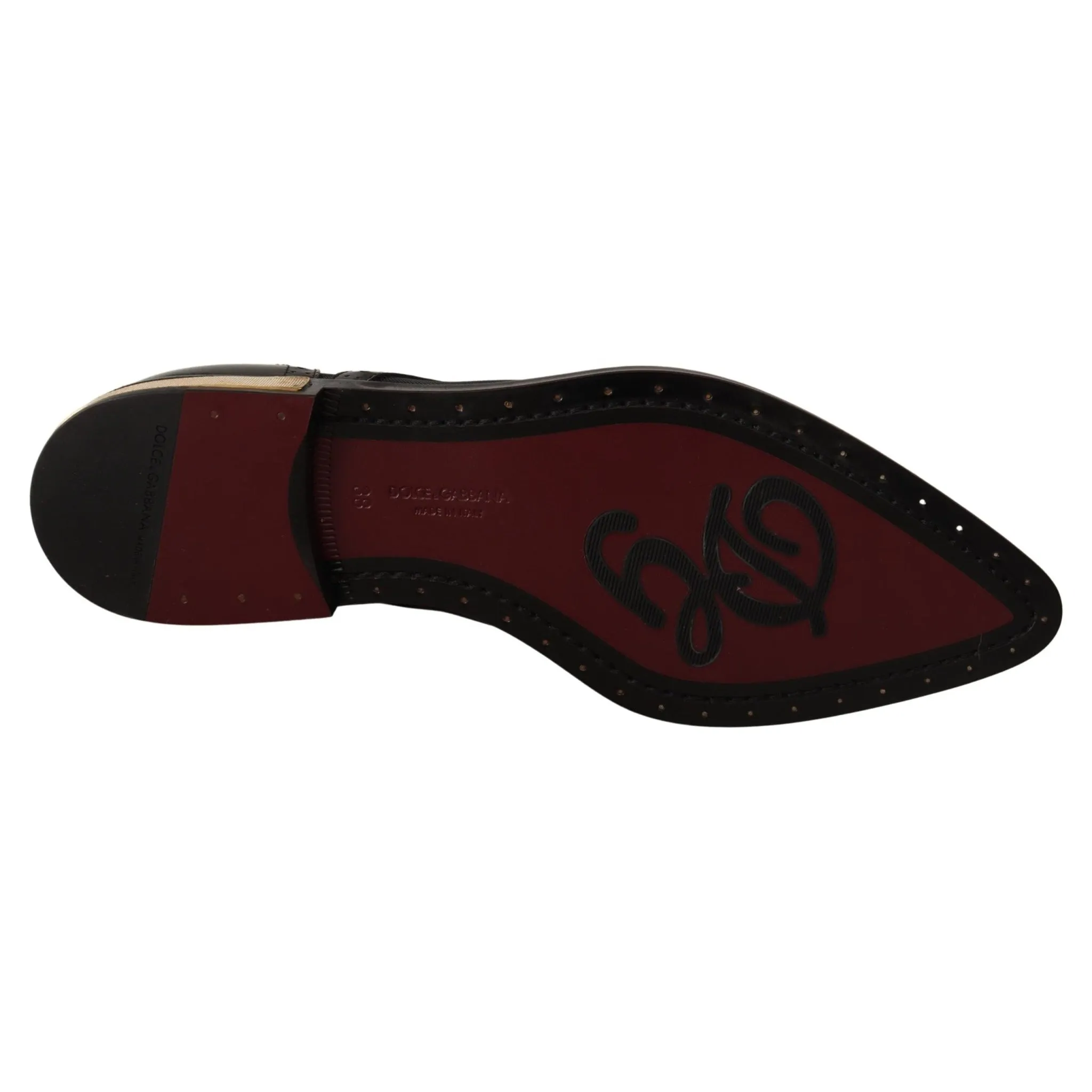 Dolce & Gabbana Elegant Gold-Trimmed Black Oxford Lace-Ups