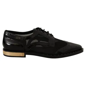 Dolce & Gabbana Elegant Gold-Trimmed Black Oxford Lace-Ups