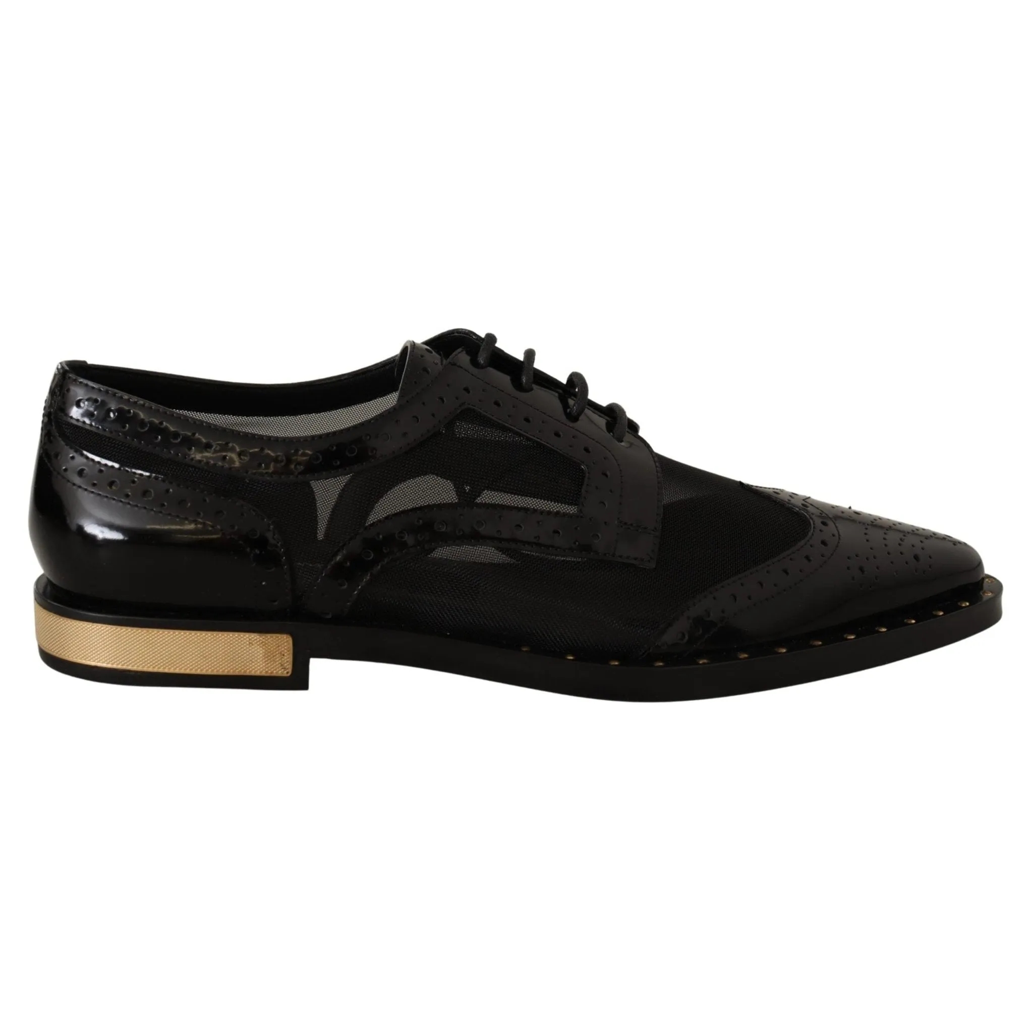 Dolce & Gabbana Elegant Gold-Trimmed Black Oxford Lace-Ups