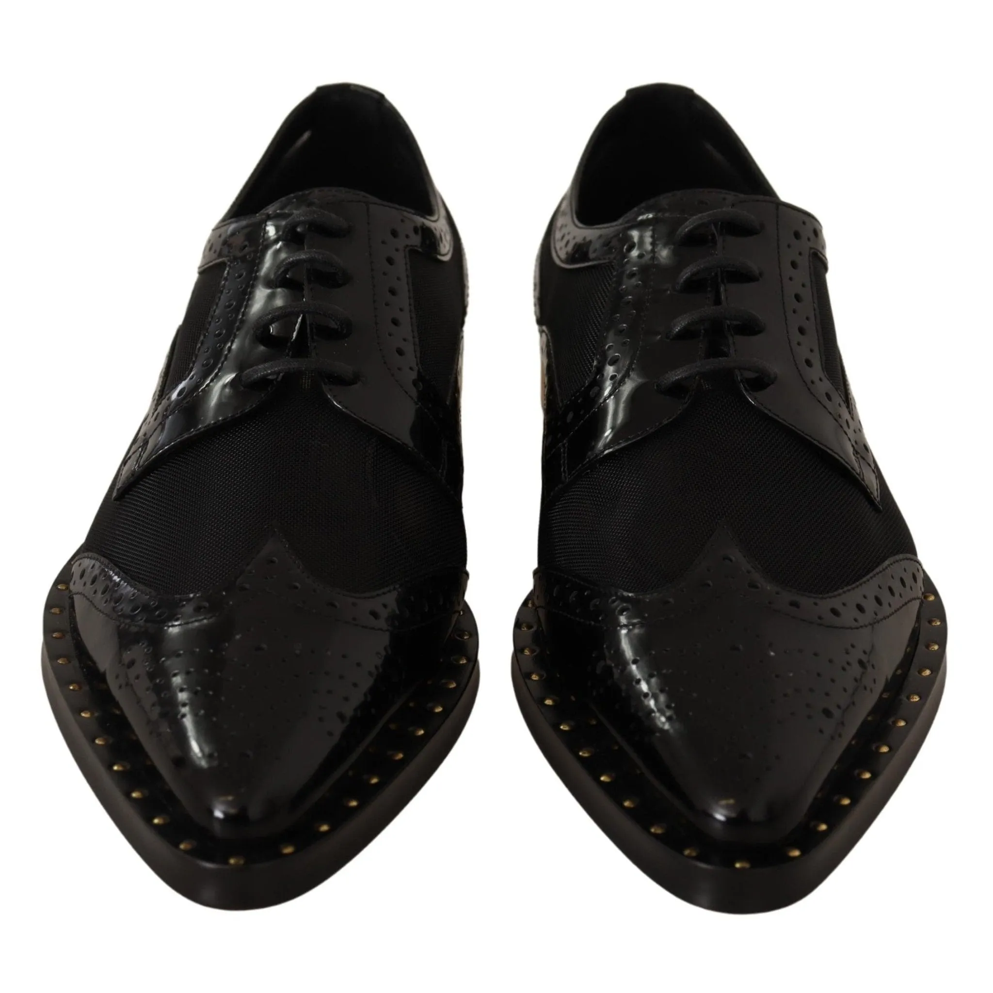 Dolce & Gabbana Elegant Gold-Trimmed Black Oxford Lace-Ups
