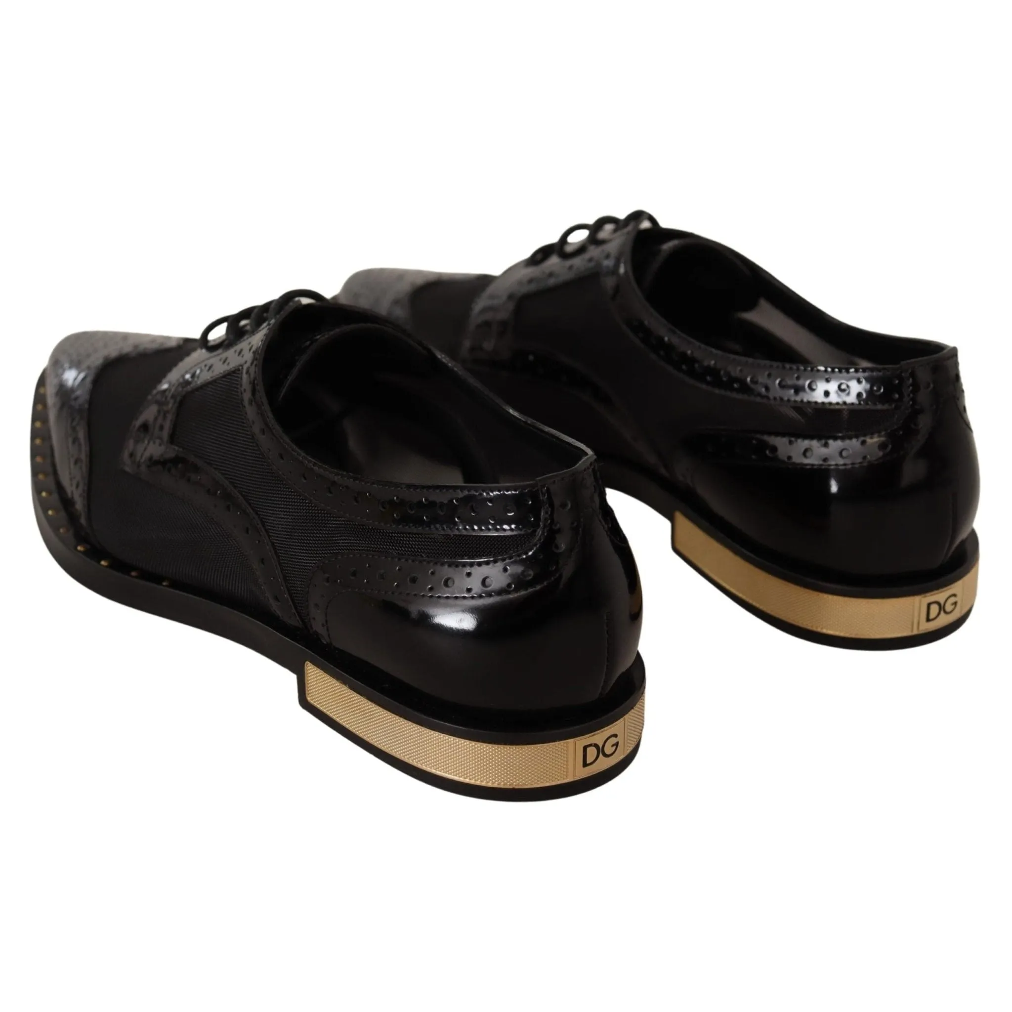 Dolce & Gabbana Elegant Gold-Trimmed Black Oxford Lace-Ups