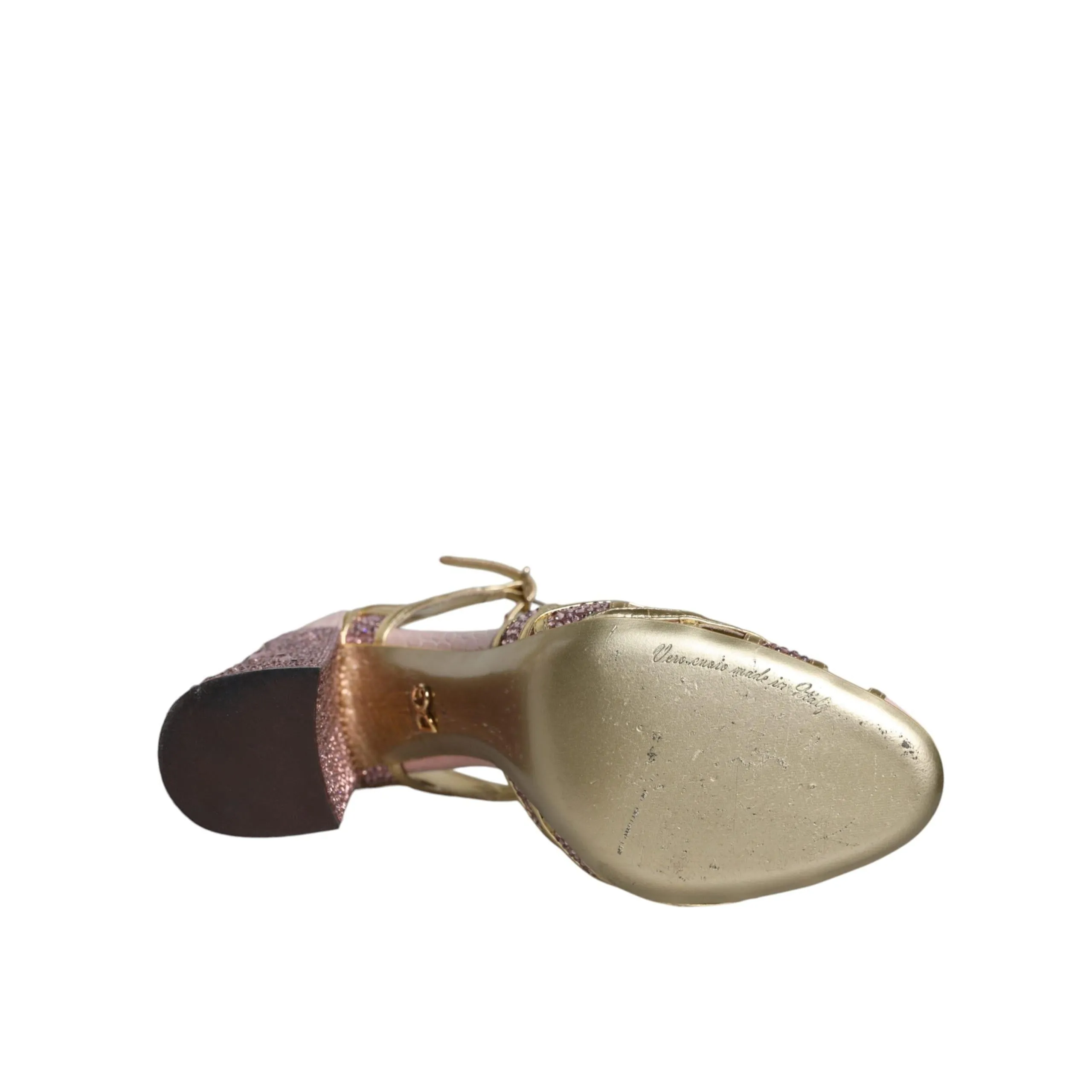 Dolce & Gabbana Pink Strass Crystals T-strap Sandals Shoes