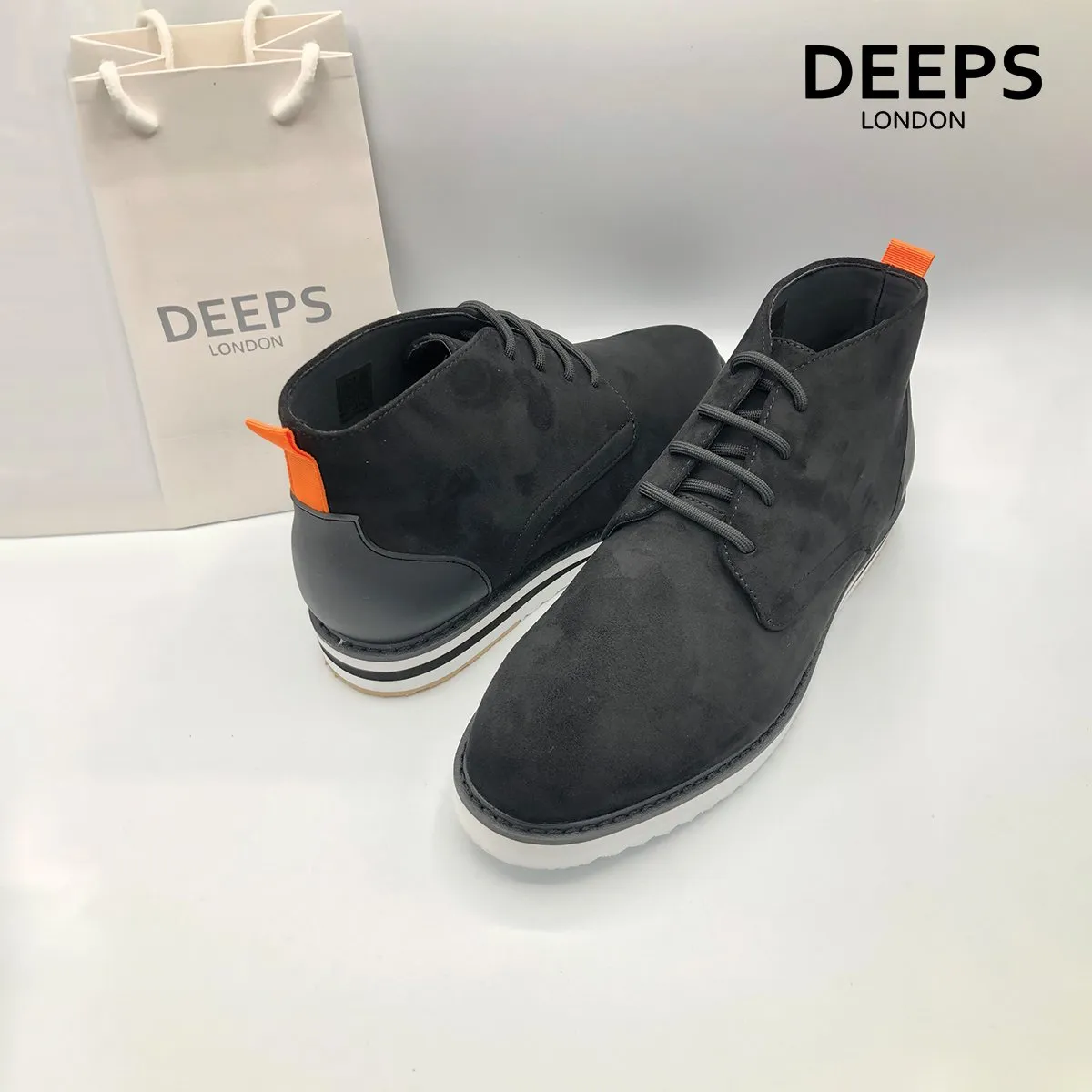 DOLCETTO LEATHER MID TOPS LACE UP MENS DESERT BOOTS NAVY
