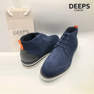 DOLCETTO LEATHER MID TOPS LACE UP MENS DESERT BOOTS NAVY