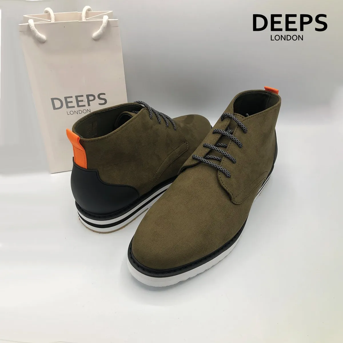 DOLCETTO LEATHER MID TOPS LACE UP MENS DESERT BOOTS NAVY
