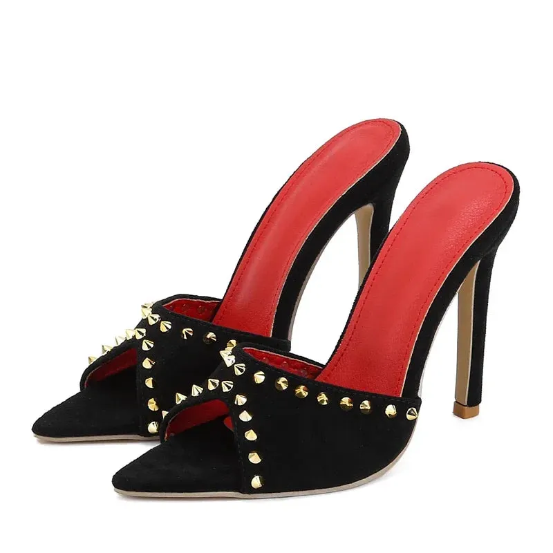 Dolly Rhinestone Peep-Toe Stiletto Heels