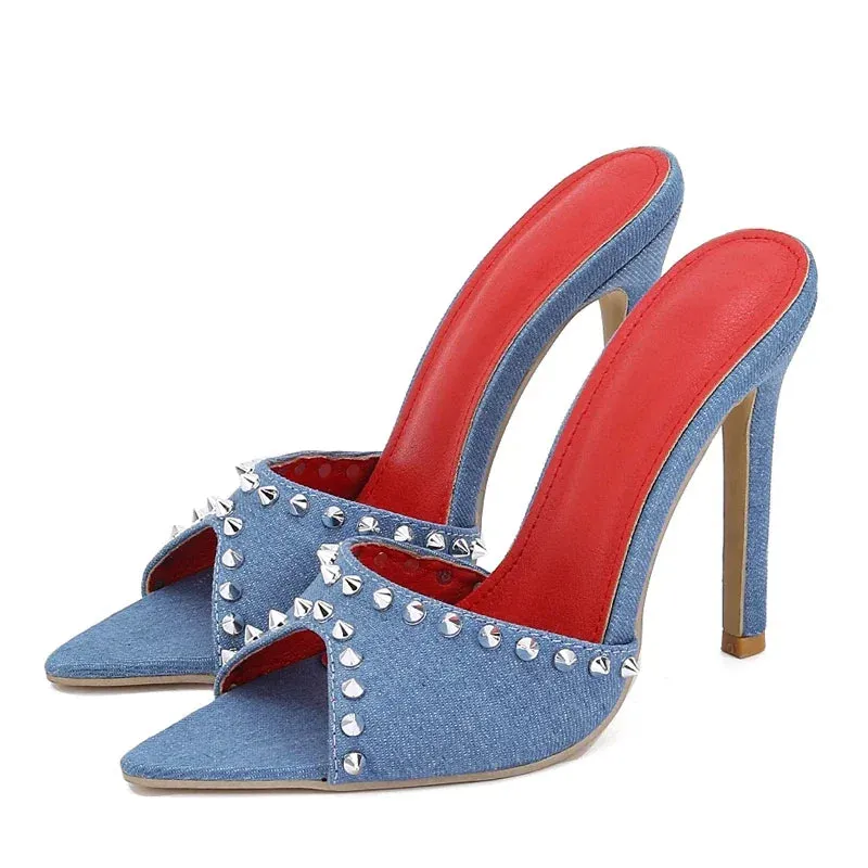 Dolly Rhinestone Peep-Toe Stiletto Heels