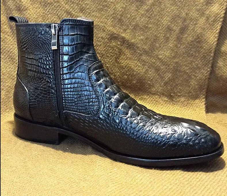 Double Buckle Genuine Leather Men's Chelsea Boots