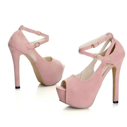 Double Buckle Straps High Heeled Sandals