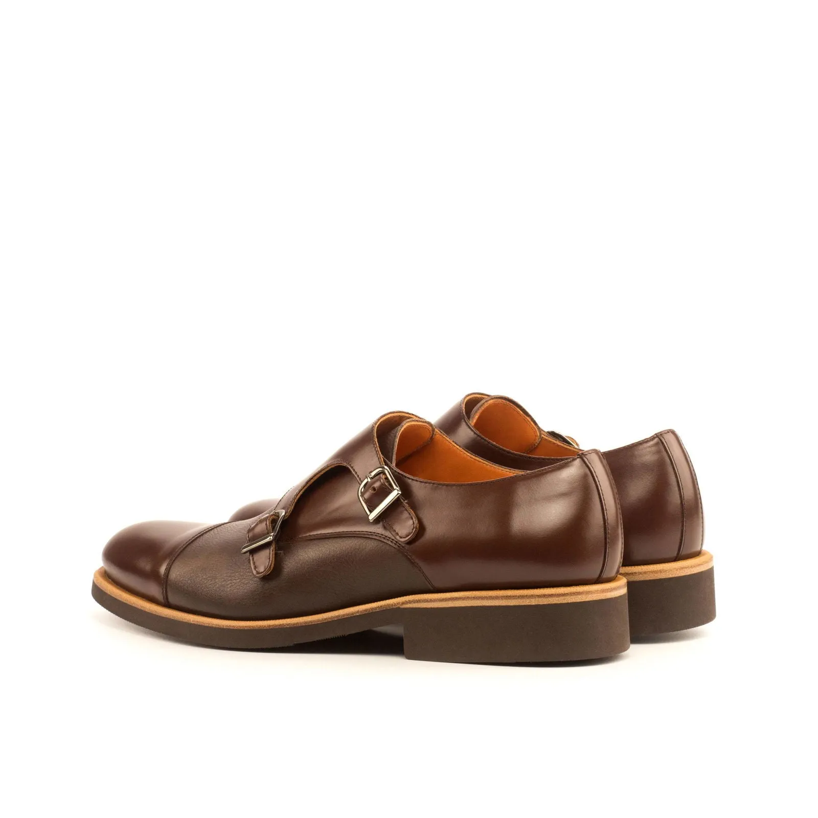 Double Monk-Painted Full Grain, Box Calf, Dark Brown