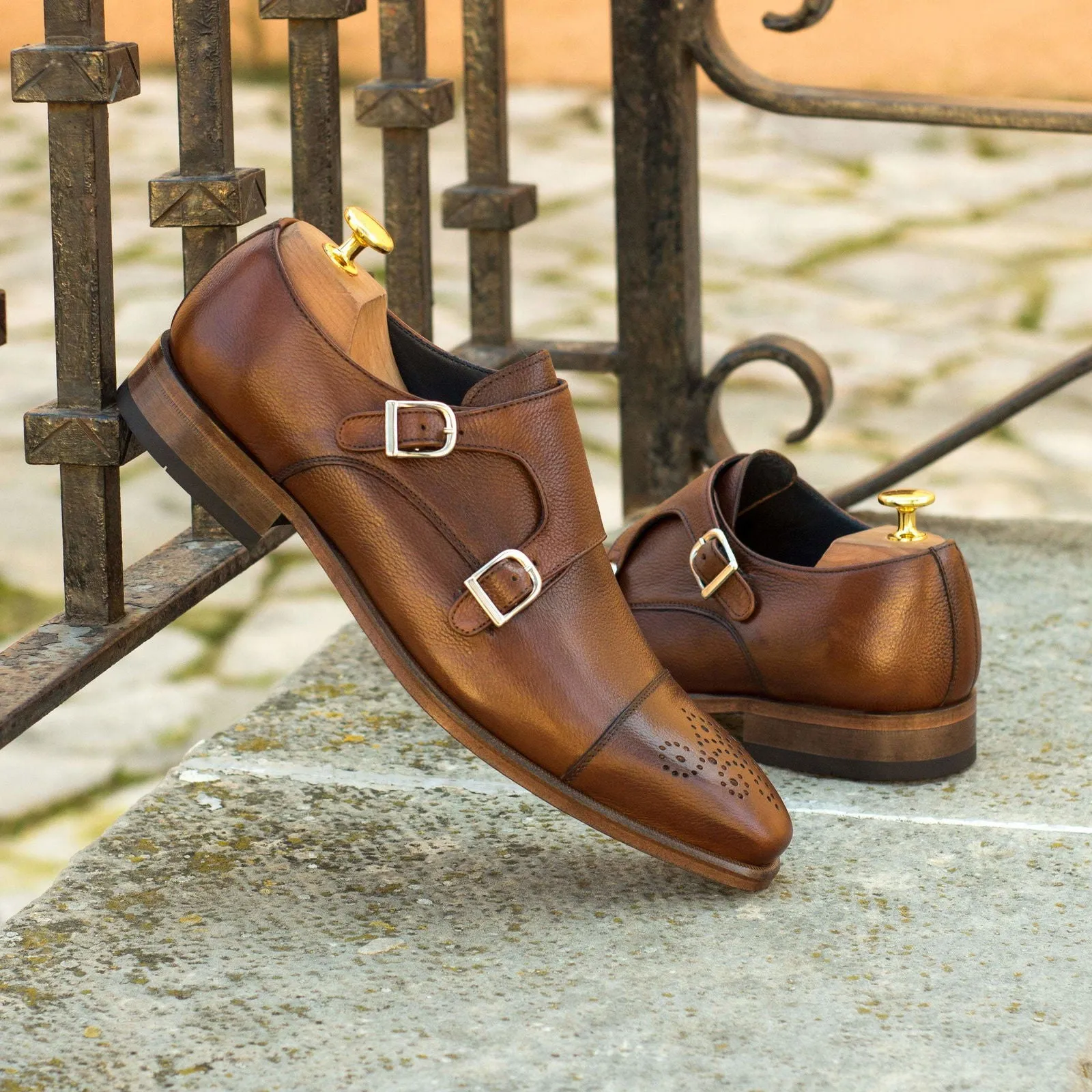 Double Monk-Painted Full Grain, Brown