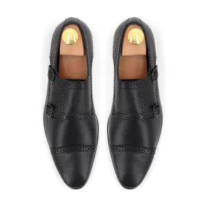 Double Monk Strap Loafers - Black