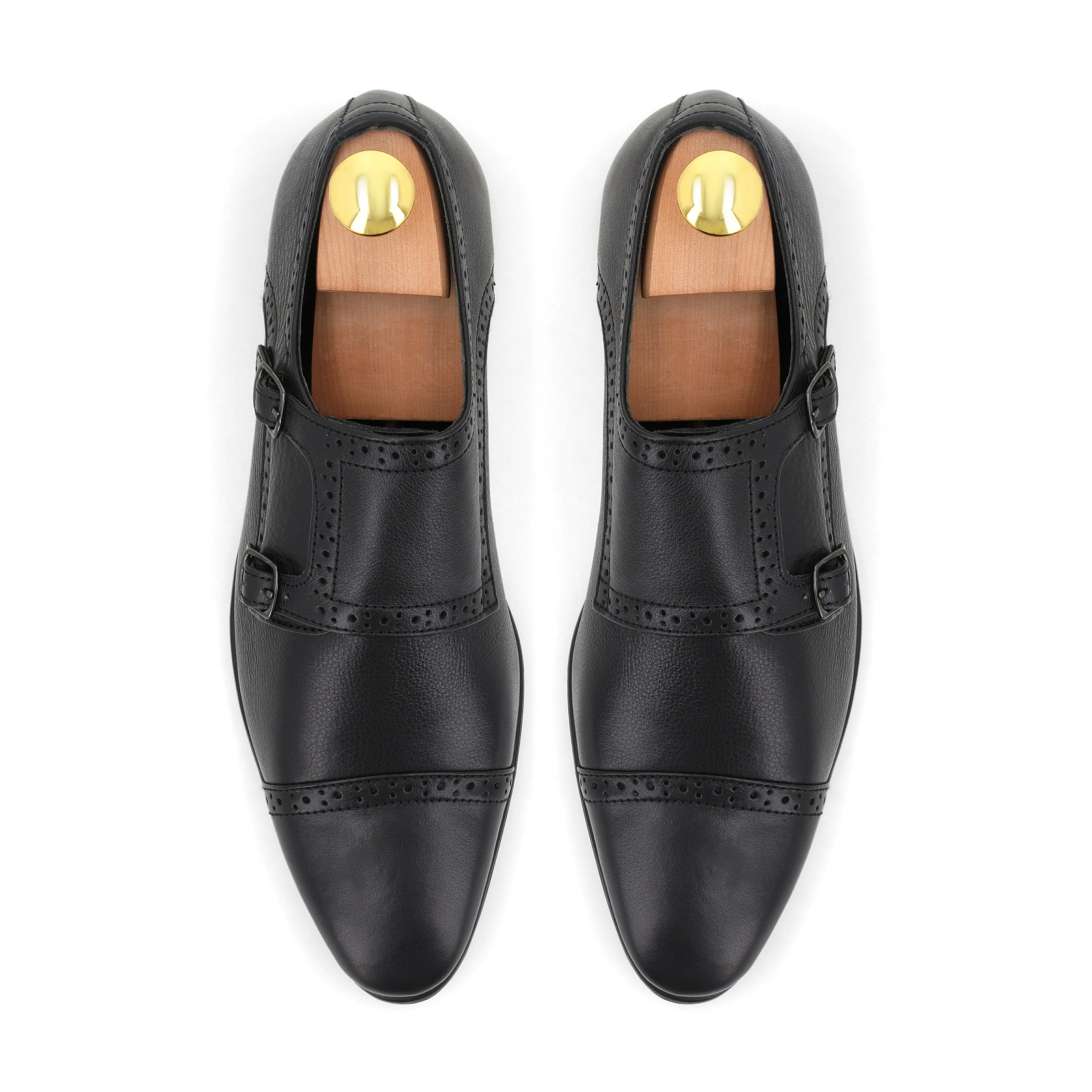 Double Monk Strap Loafers - Black