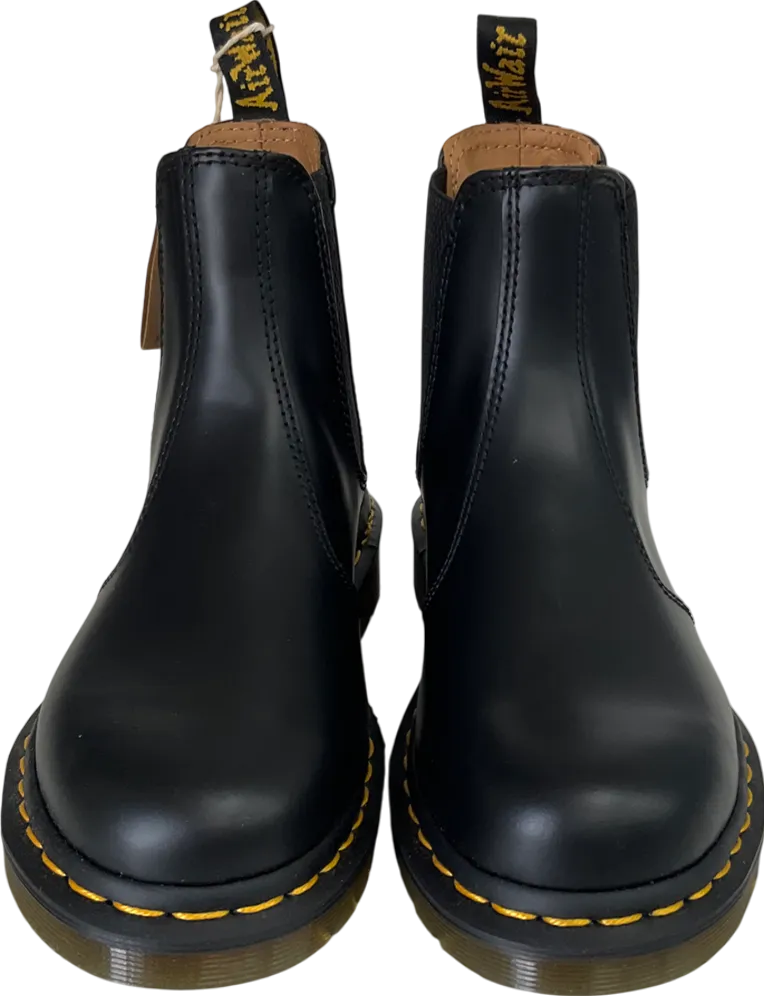 Dr Martens Black 2976 Yellow Stitch Crazy Horse Leather Chelsea Boots UK 4 EU 37 👠