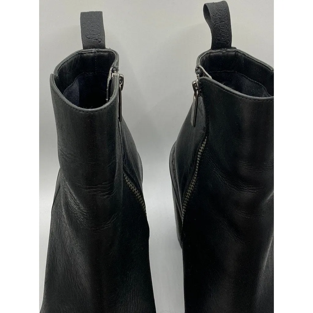 DR. MARTENS Women's Black Leather Magdalena Side-Zip Heeled Chelsea Boots SZ 10