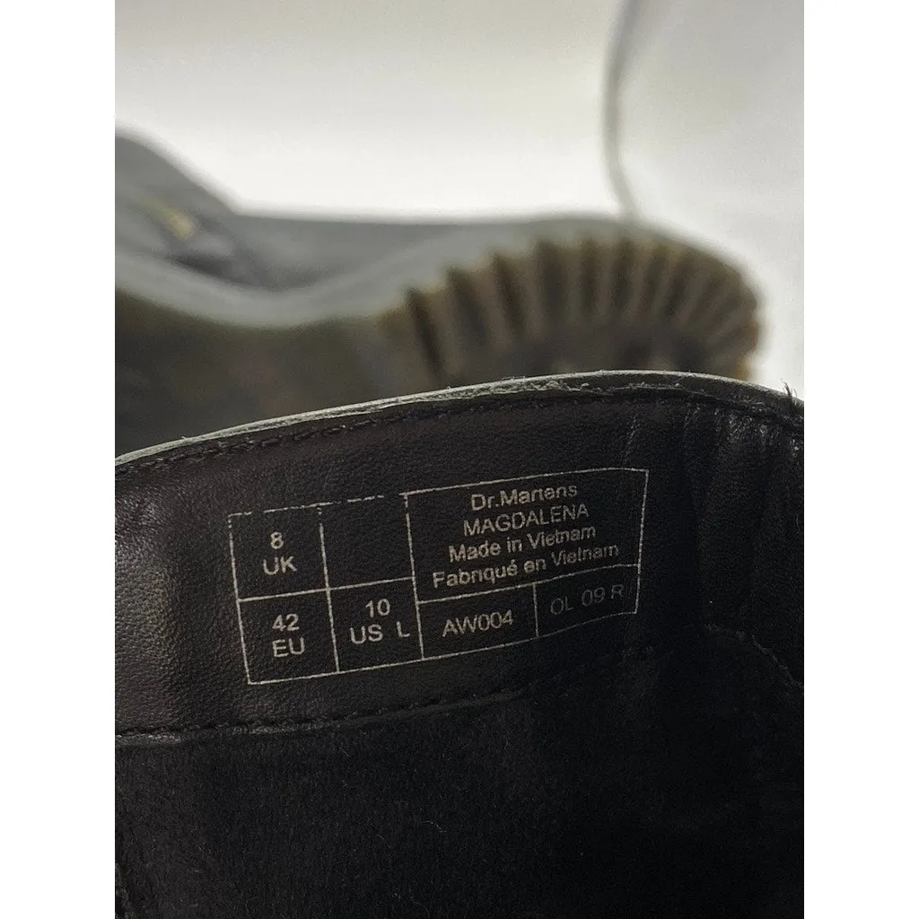 DR. MARTENS Women's Black Leather Magdalena Side-Zip Heeled Chelsea Boots SZ 10