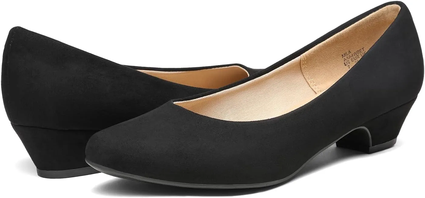 DREAM PAIRS Women's Mila Low Chunky Heel Pump Shoes