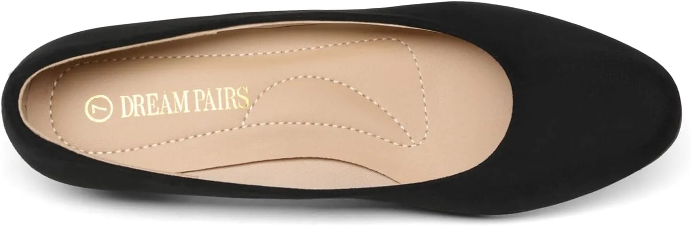 DREAM PAIRS Women's Mila Low Chunky Heel Pump Shoes
