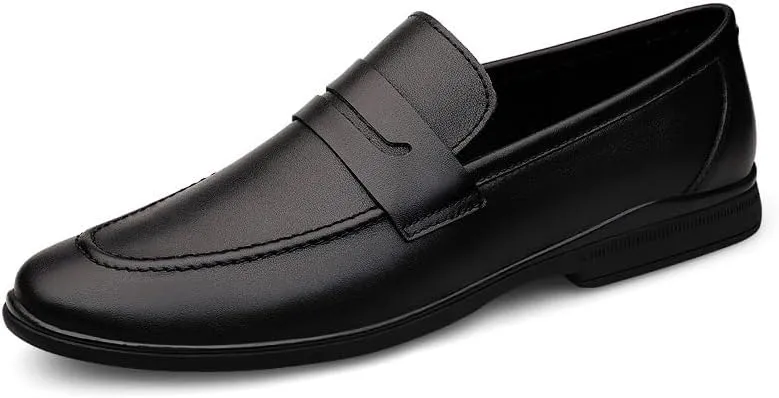 Dress Oxford for Men Slip On Mens Genuine Leather Casual Shoes Slip on Loafers Non Slip Breathable Driving Flats Walking Work Shoes